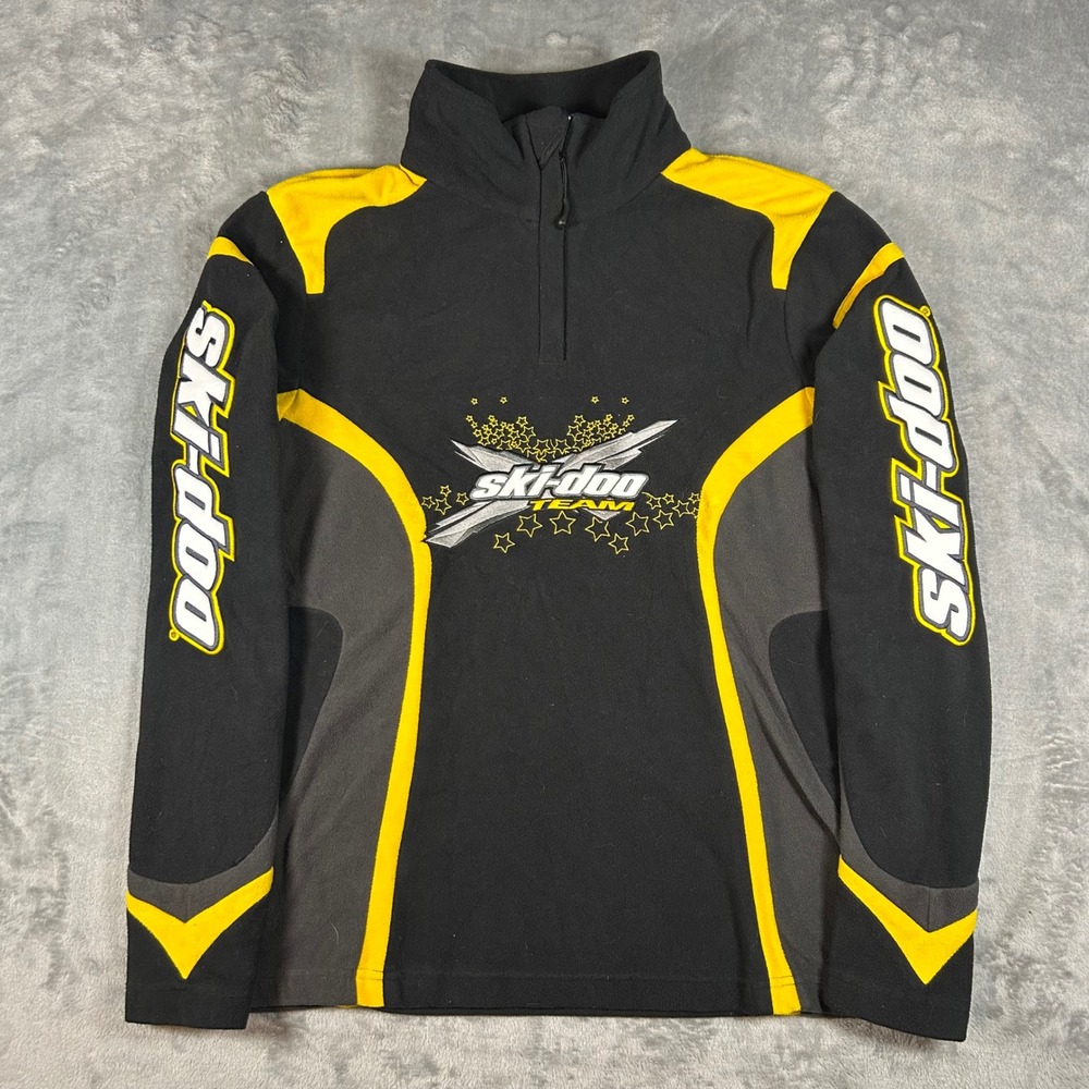 Ski-Doo Team BRP Fleece Quarter Zip Pullover Jacket Black Yellow Womens Large